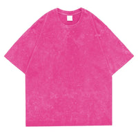 230g 100% Cotton Retro Punk T-shirt Drop Shoulder Sleeve Men Women Vintage Short Sleeved T Shirts Solid Color Hip Hop Loose Tees - Rose Red / M  55-70KG