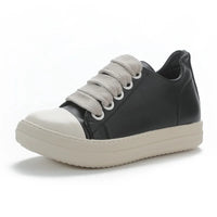 New Women Sneakers High-top Men's Casual Shoes Leather Shoes For Women Flat Sport Shoes Thick Lace Up Unisex Couple Women Shoes - black 2 / 36
