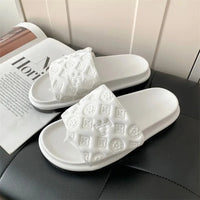Ladies Magic Sticker Flat Slippers Summer New Designer Luxury Sandals for Women Elegant Home Flat Slippers Zapatos De Mujer - C / 40-41