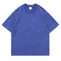 230g 100% Cotton Retro Punk T-shirt Drop Shoulder Sleeve Men Women Vintage Short Sleeved T Shirts Solid Color Hip Hop Loose Tees - Blue / M  55-70KG
